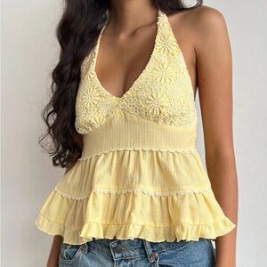 Pretty embroidered yellow top